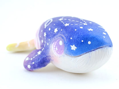 Night Sky and Sunset Ombre Whale Figurine - Polymer Clay Kawaii Animals