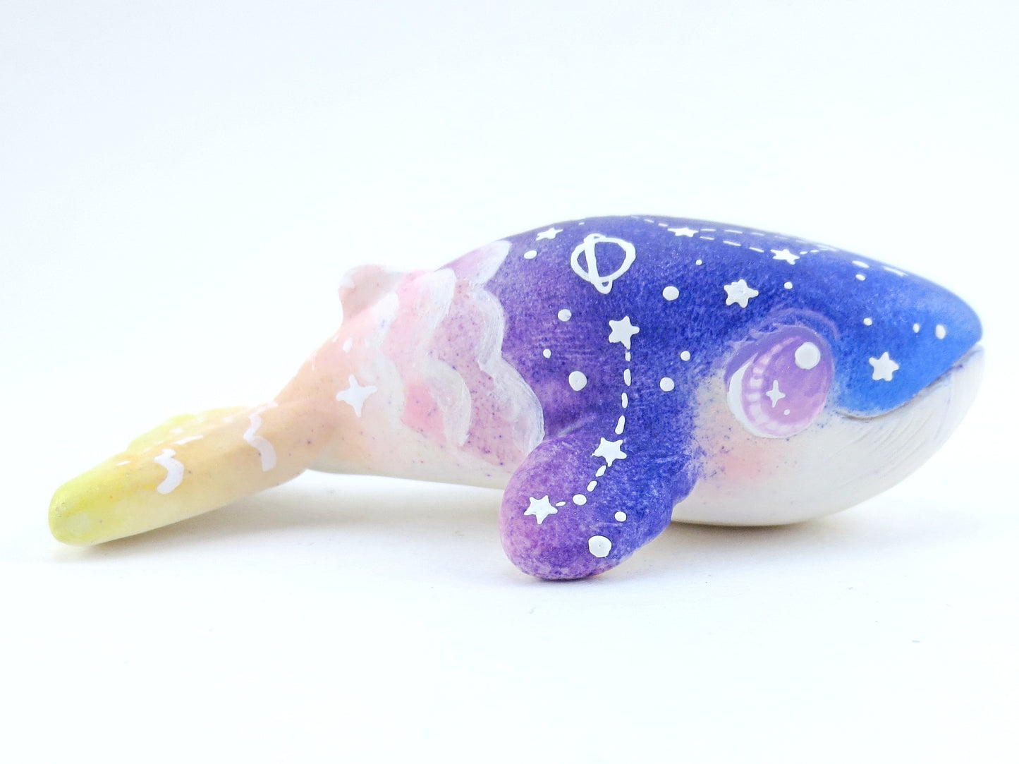 Night Sky and Sunset Ombre Whale Figurine - Polymer Clay Kawaii Animals