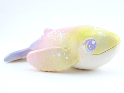 Rainbow Iridescent Whale Figurine - Polymer Clay Kawaii Animals