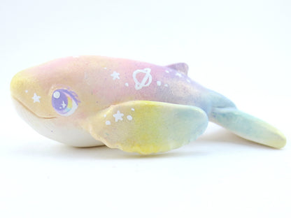 Rainbow Iridescent Whale Figurine - Polymer Clay Kawaii Animals