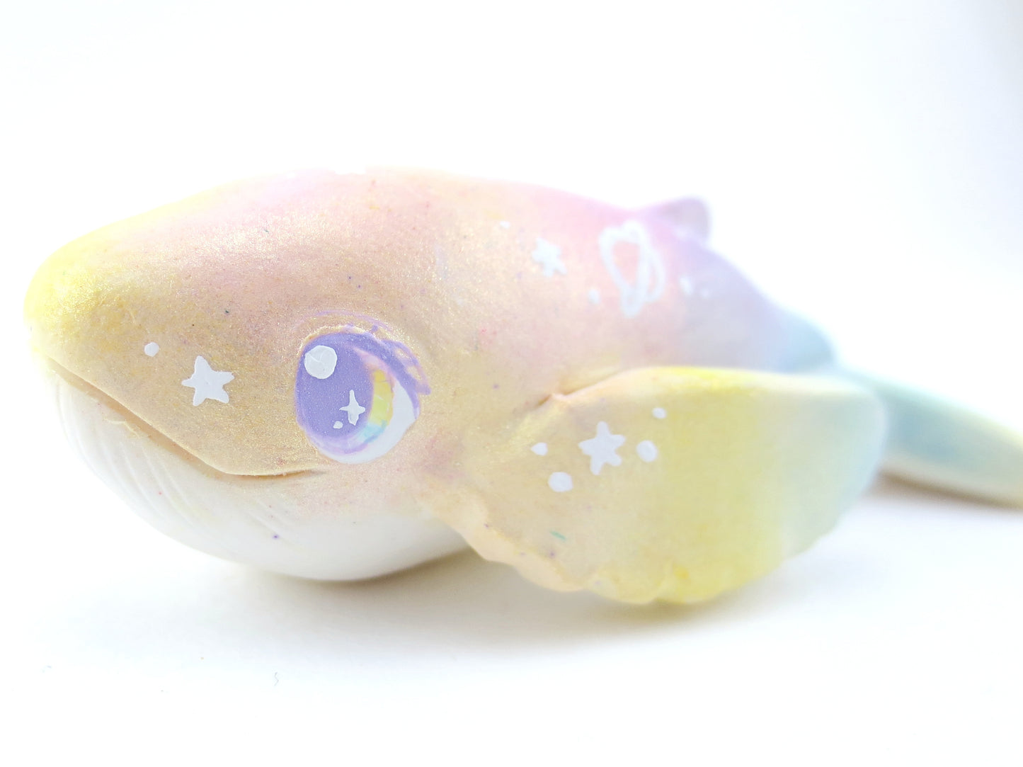 Rainbow Iridescent Whale Figurine - Polymer Clay Kawaii Animals