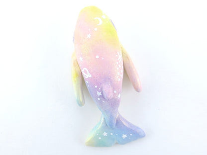 Rainbow Iridescent Whale Figurine - Polymer Clay Kawaii Animals