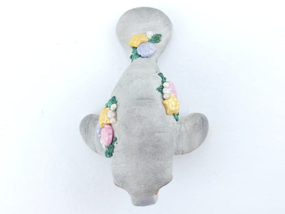 Manatee Figurine with Seashells - Polymer Clay Kawaii Animals