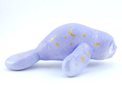 Magical Periwinkle Constellation Manatee Figurine - Polymer Clay Kawaii Animals