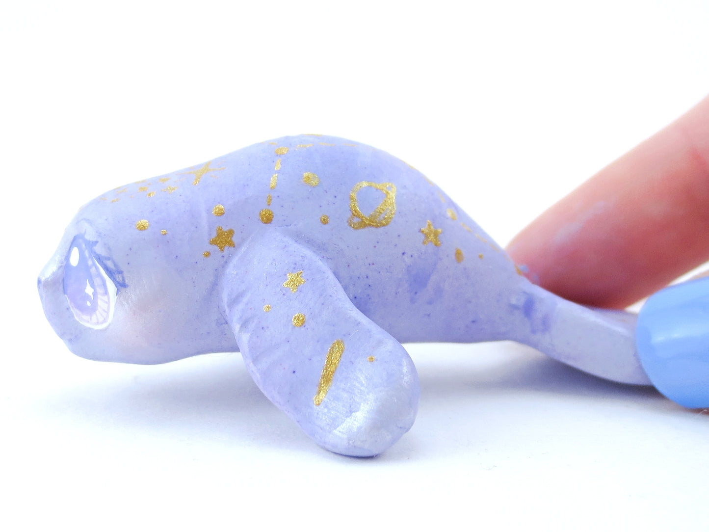 Magical Periwinkle Constellation Manatee Figurine - Polymer Clay Kawaii Animals