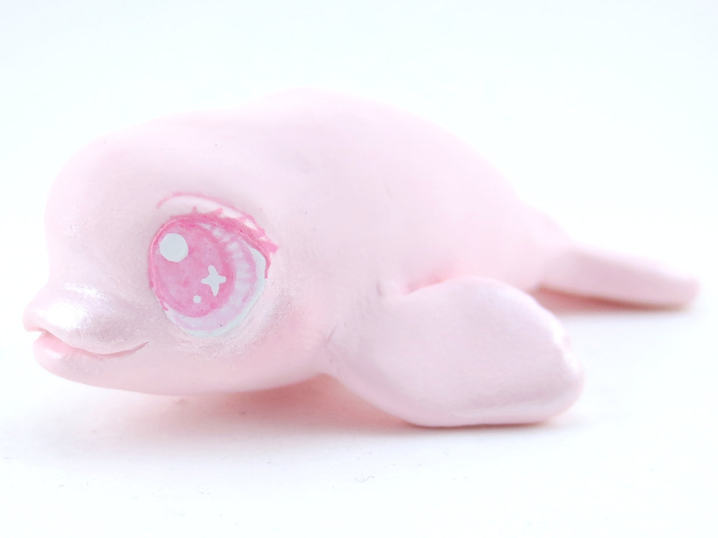 Pastel Pink Beluga Figurine - Polymer Clay Kawaii Animals