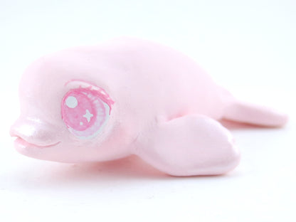 Pastel Pink Beluga Figurine - Polymer Clay Kawaii Animals