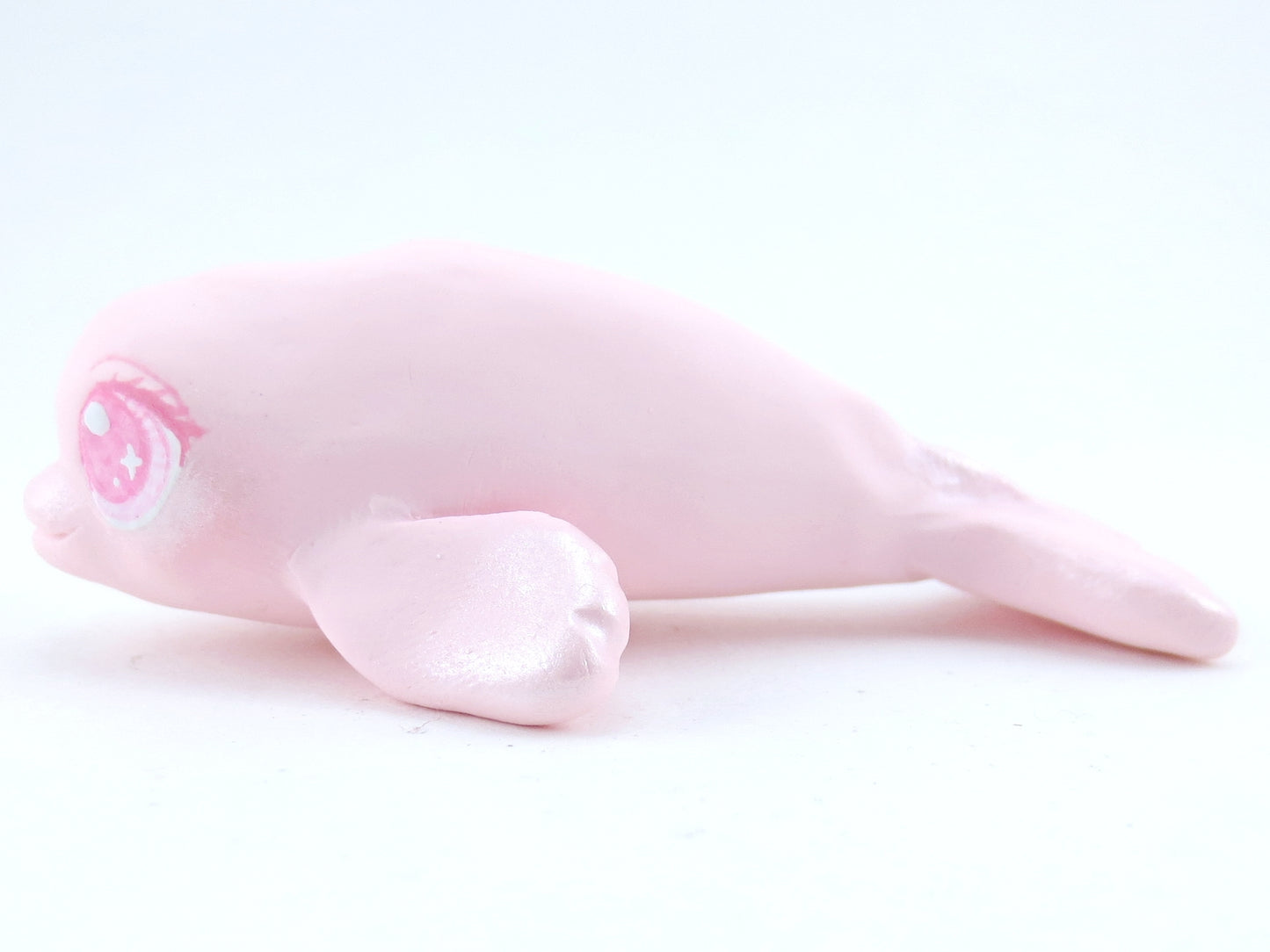 Pastel Pink Beluga Figurine - Polymer Clay Kawaii Animals