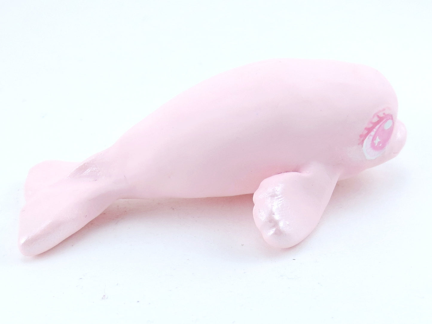 Pastel Pink Beluga Figurine - Polymer Clay Kawaii Animals