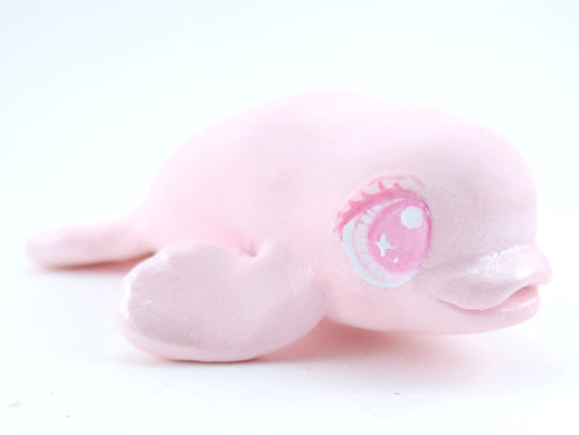 Pastel Pink Beluga Figurine - Polymer Clay Kawaii Animals