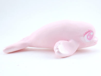 Pastel Pink Beluga Figurine - Polymer Clay Kawaii Animals