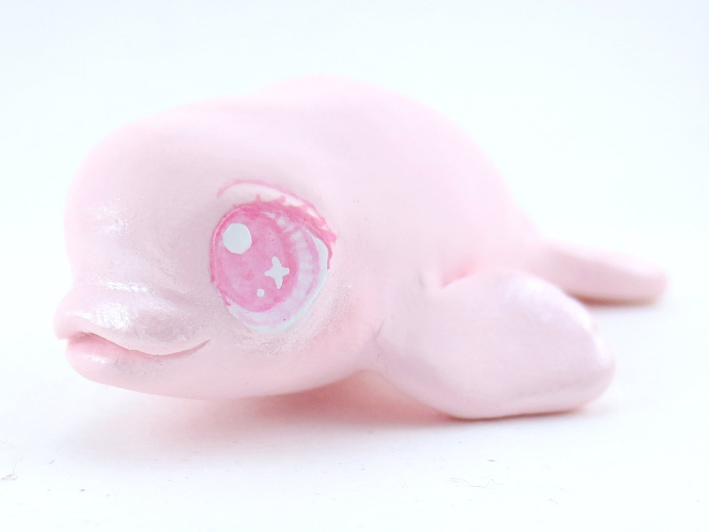 Pastel Pink Beluga Figurine - Polymer Clay Kawaii Animals