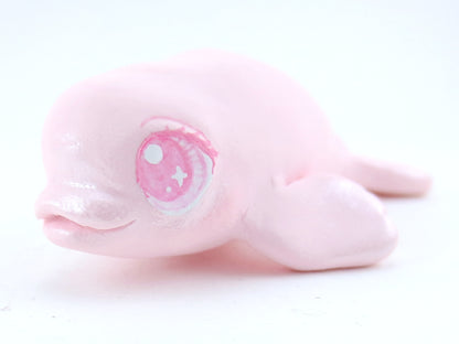 Pastel Pink Beluga Figurine - Polymer Clay Kawaii Animals