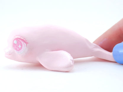 Pastel Pink Beluga Figurine - Polymer Clay Kawaii Animals