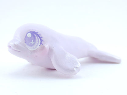 Pastel Purple Beluga Figurine - Polymer Clay Kawaii Animals