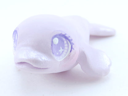 Pastel Purple Beluga Figurine - Polymer Clay Kawaii Animals