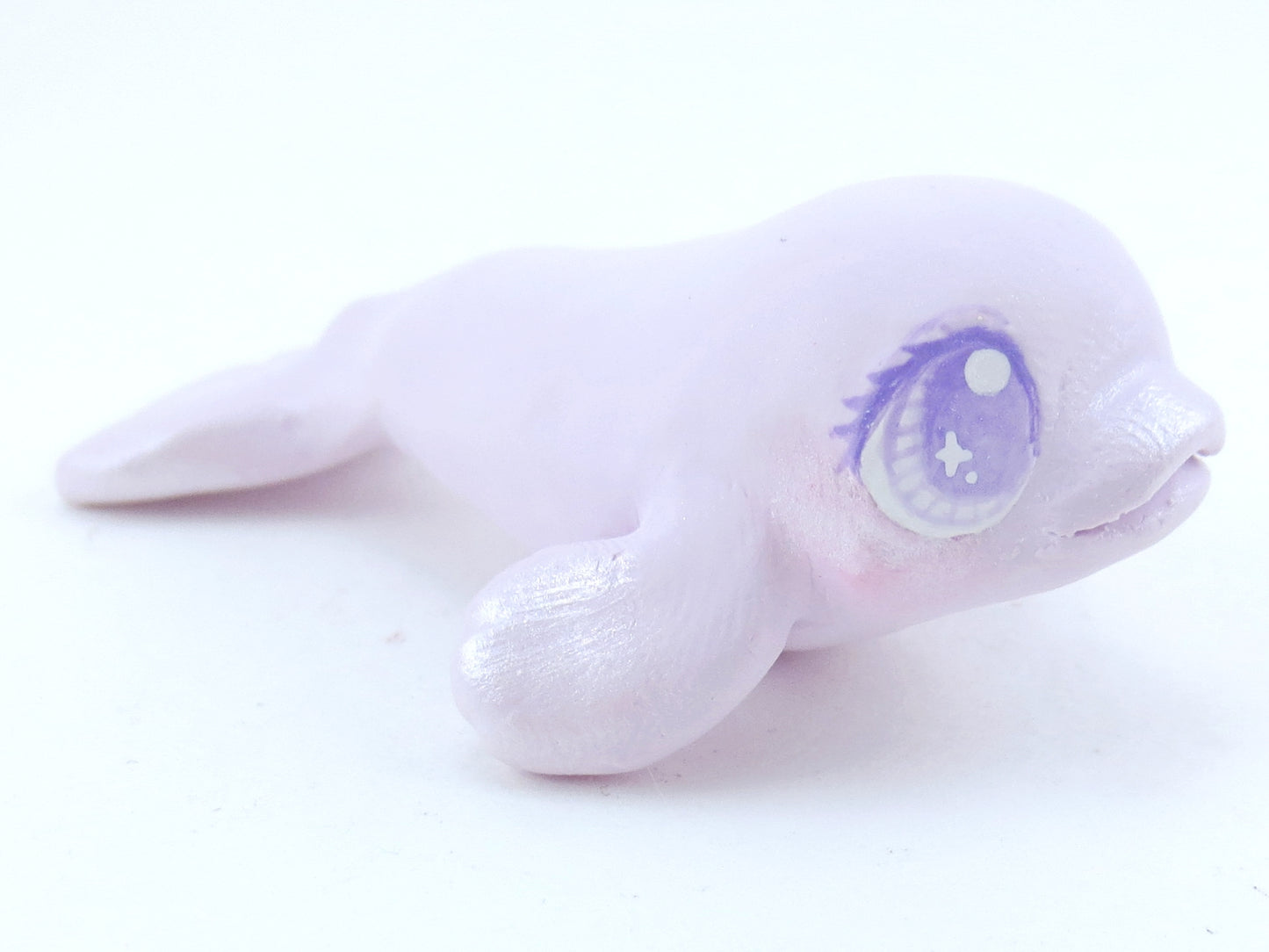 Pastel Purple Beluga Figurine - Polymer Clay Kawaii Animals