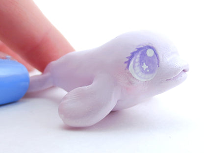 Pastel Purple Beluga Figurine - Polymer Clay Kawaii Animals