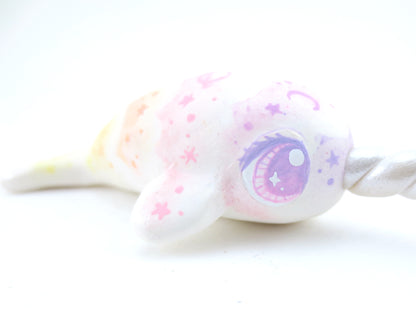 Sunset Cloud Stencil Narwhal Figurine - Polymer Clay Kawaii Animals