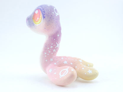 Purple Sunset Ombre Nessie - Loch Ness Monster Figurine - Polymer Clay Kawaii Animals