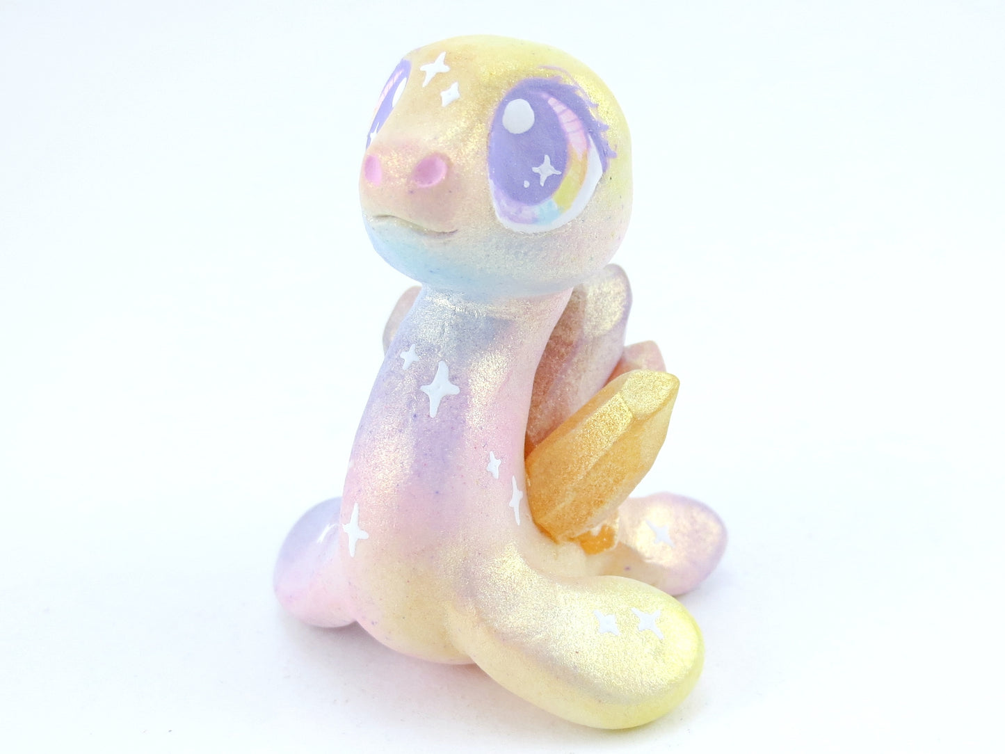 Rainbow Iridescent Crystal Nessie - Loch Ness Monster Figurine - Polymer Clay Kawaii Animals