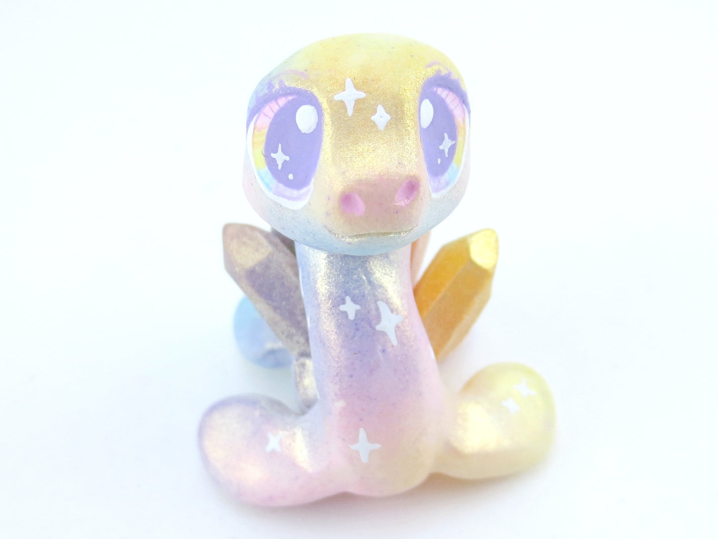 Rainbow Iridescent Crystal Nessie - Loch Ness Monster Figurine - Polymer Clay Kawaii Animals