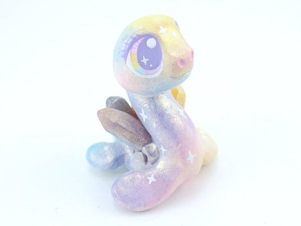 Rainbow Iridescent Crystal Nessie - Loch Ness Monster Figurine - Polymer Clay Kawaii Animals