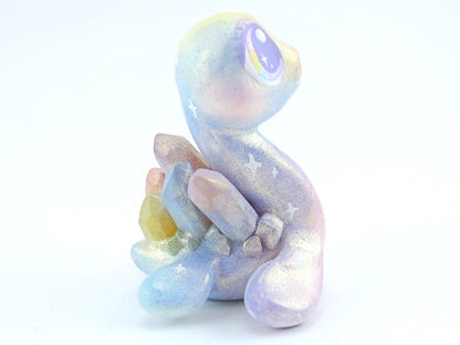 Rainbow Iridescent Crystal Nessie - Loch Ness Monster Figurine - Polymer Clay Kawaii Animals