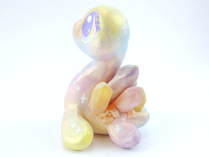 Rainbow Iridescent Crystal Nessie - Loch Ness Monster Figurine - Polymer Clay Kawaii Animals