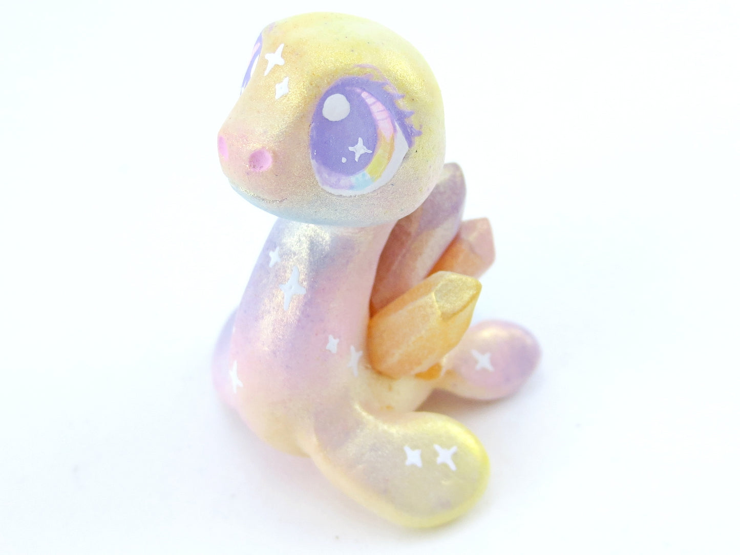 Rainbow Iridescent Crystal Nessie - Loch Ness Monster Figurine - Polymer Clay Kawaii Animals