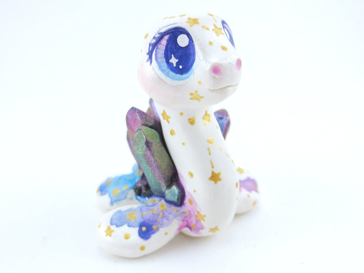 Constellation Watercolor Effect Color-Shift Crystal Nessie - Loch Ness Monster Figurine - Polymer Clay Kawaii Animals