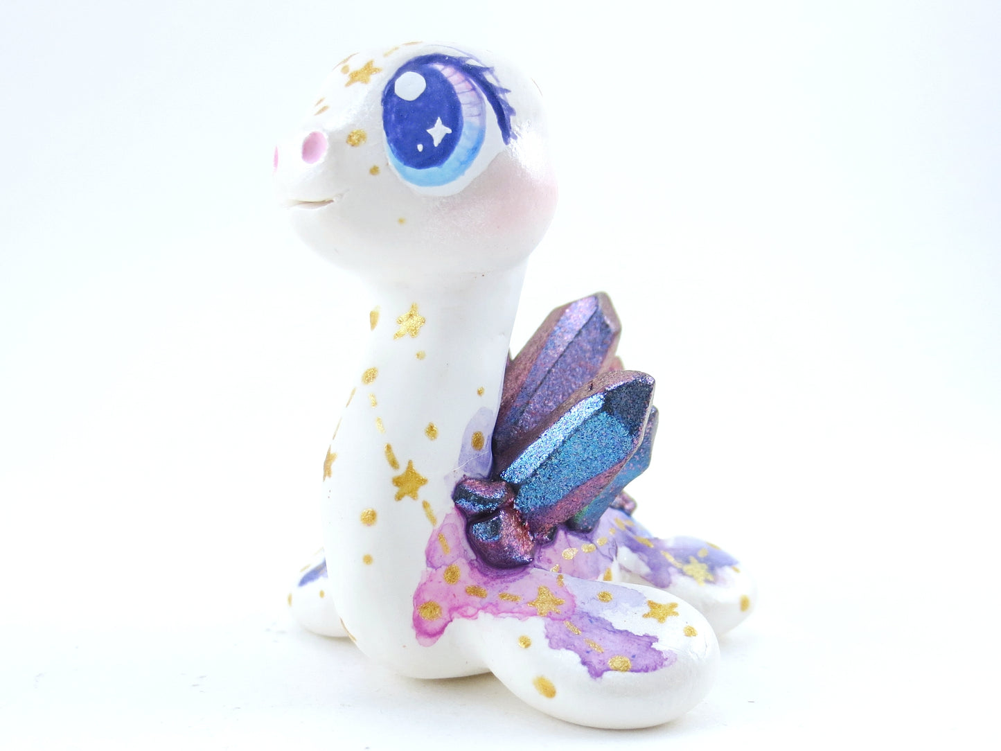 Constellation Watercolor Effect Color-Shift Crystal Nessie - Loch Ness Monster Figurine - Polymer Clay Kawaii Animals