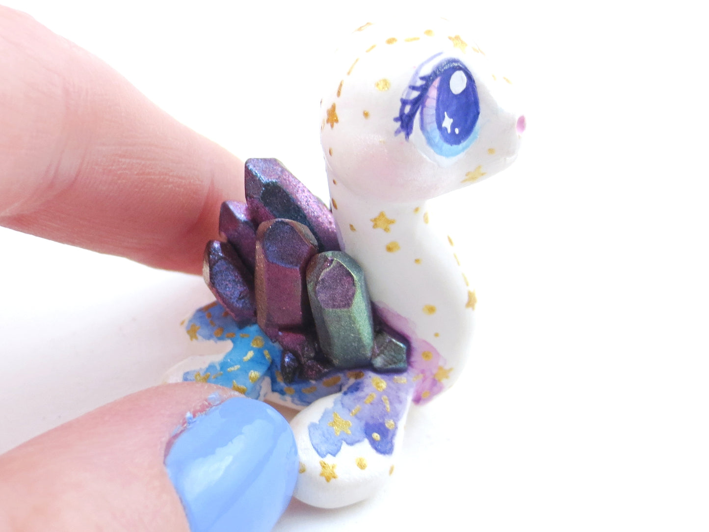 Constellation Watercolor Effect Color-Shift Crystal Nessie - Loch Ness Monster Figurine - Polymer Clay Kawaii Animals