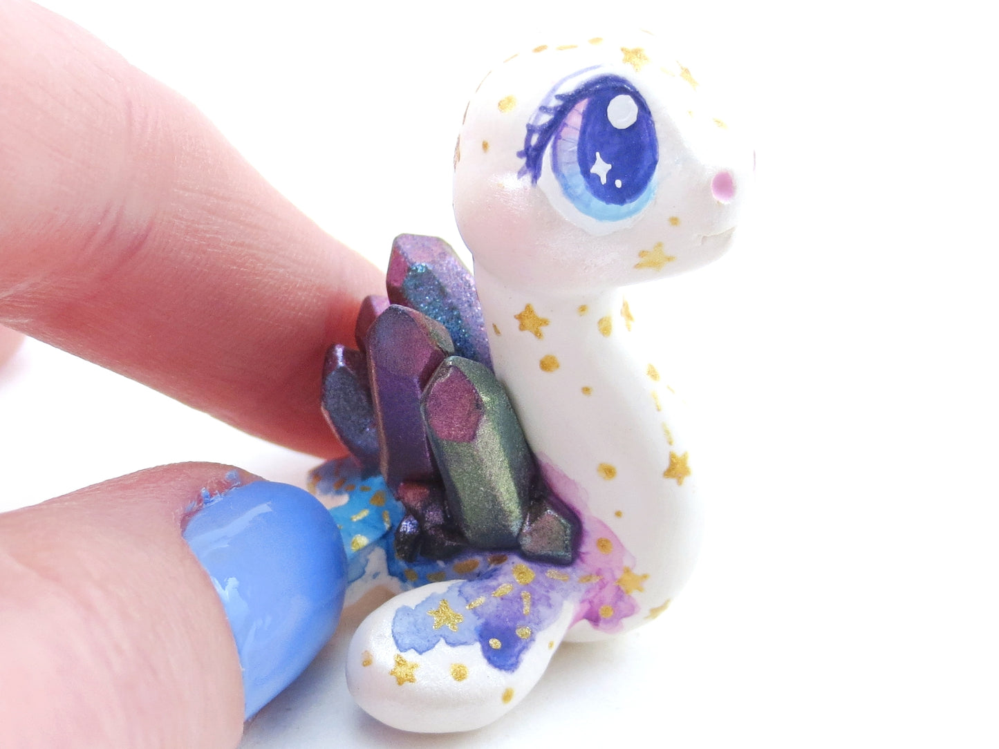 Constellation Watercolor Effect Color-Shift Crystal Nessie - Loch Ness Monster Figurine - Polymer Clay Kawaii Animals