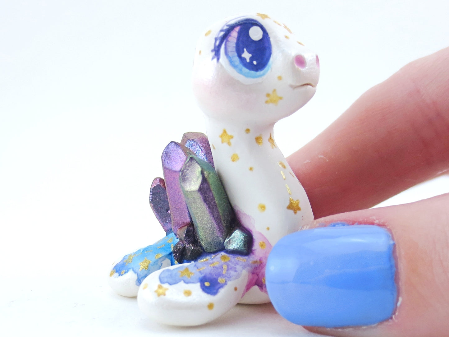 Constellation Watercolor Effect Color-Shift Crystal Nessie - Loch Ness Monster Figurine - Polymer Clay Kawaii Animals