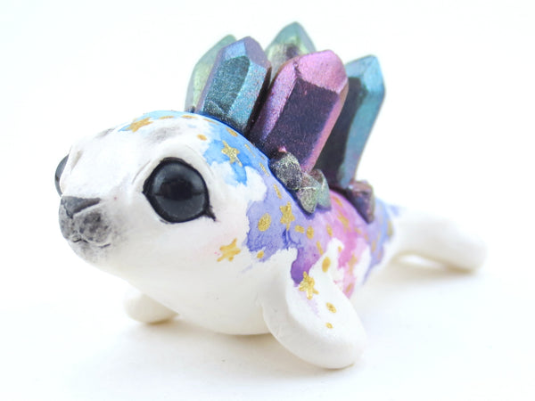 Constellation Watercolor Effect Color-Shift Crystal Baby Seal Figurine - Polymer Clay Kawaii Animals