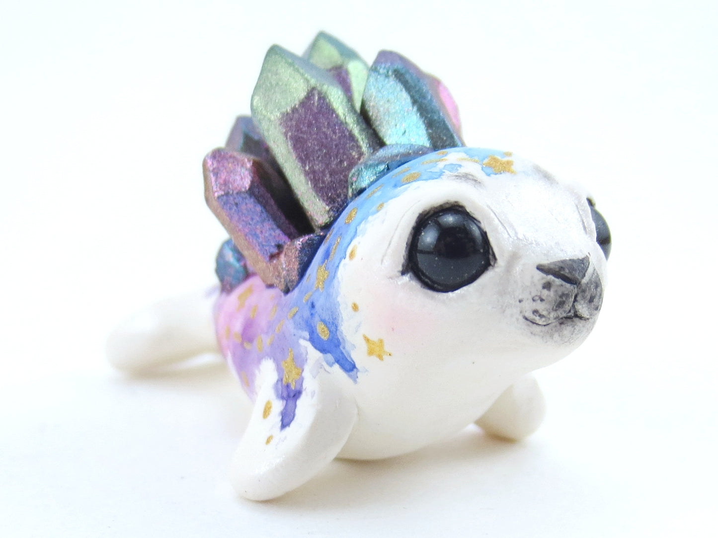 Constellation Watercolor Effect Color-Shift Crystal Baby Seal Figurine - Polymer Clay Kawaii Animals