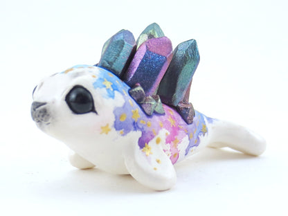 Constellation Watercolor Effect Color-Shift Crystal Baby Seal Figurine - Polymer Clay Kawaii Animals