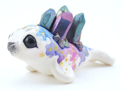 Constellation Watercolor Effect Color-Shift Crystal Baby Seal Figurine - Polymer Clay Kawaii Animals