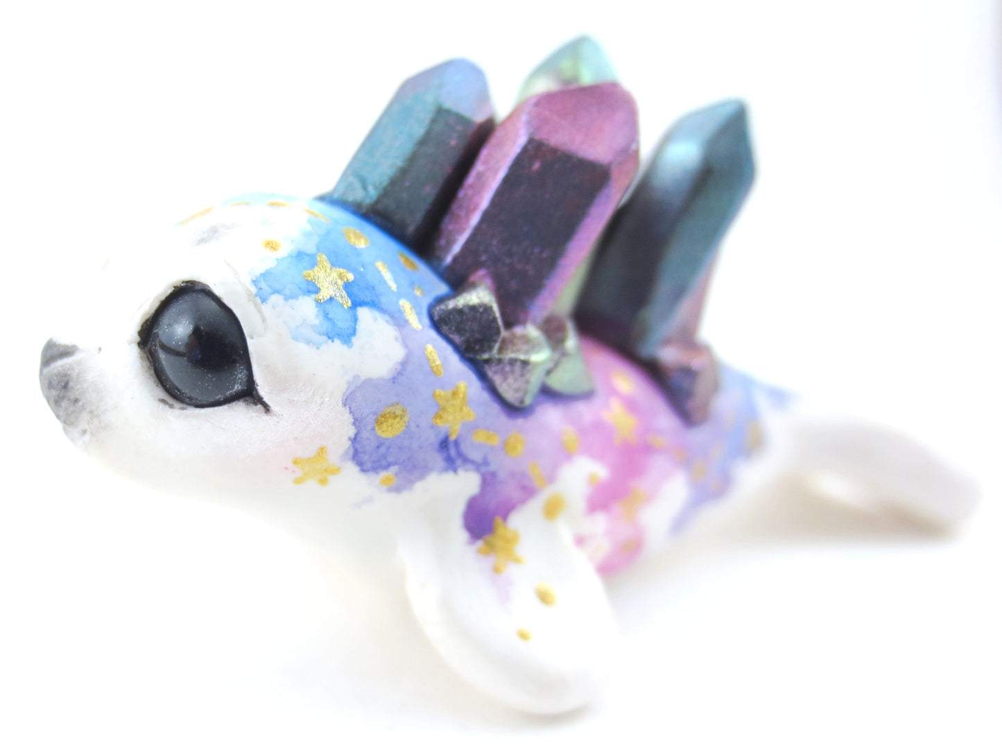 Constellation Watercolor Effect Color-Shift Crystal Baby Seal Figurine - Polymer Clay Kawaii Animals