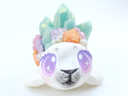 Seashell Crystal Baby Seal Figurine - Polymer Clay Kawaii Animals