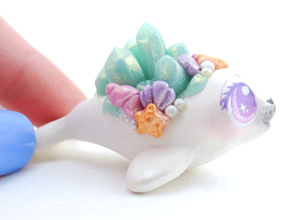 Seashell Crystal Baby Seal Figurine - Polymer Clay Kawaii Animals