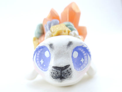 Seashell Pink Crystal Baby Seal Figurine - Polymer Clay Kawaii Animals