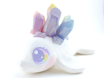 Rainbow Crystal Beluga Figurine - Polymer Clay Kawaii Animals