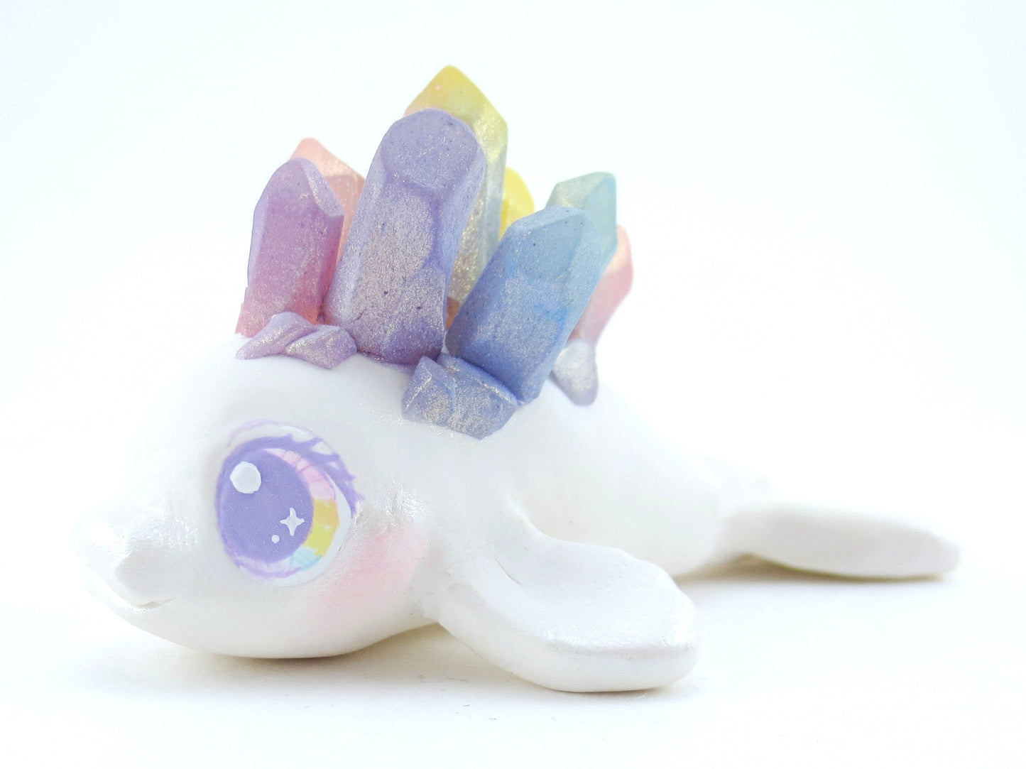 Rainbow Crystal Beluga Figurine - Polymer Clay Kawaii Animals