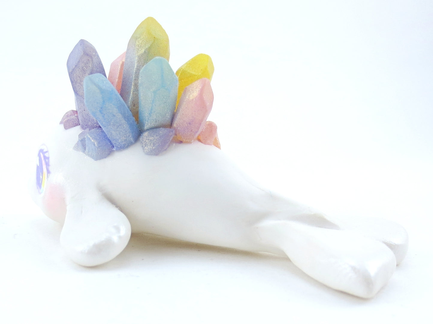 Rainbow Crystal Beluga Figurine - Polymer Clay Kawaii Animals