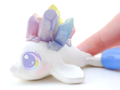 Rainbow Crystal Beluga Figurine - Polymer Clay Kawaii Animals