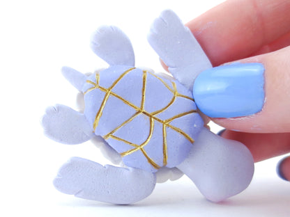 Lavender Crystal Seashell Turtle Figurine - Polymer Clay Kawaii Animals