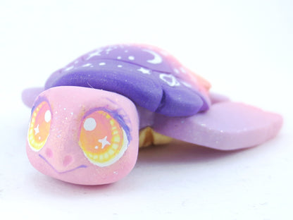 Sunset Ombre Night Sky Turtle Figurine - Polymer Clay Kawaii Animals