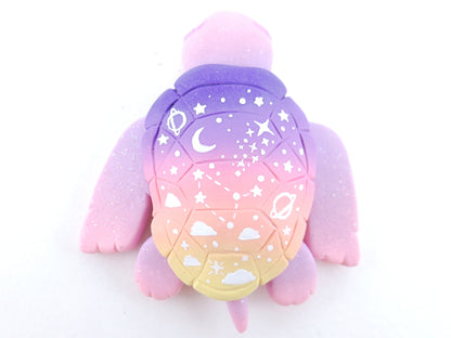 Sunset Ombre Night Sky Turtle Figurine - Polymer Clay Kawaii Animals